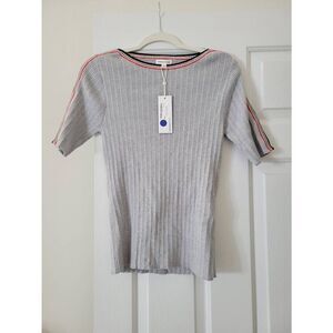 Minnie Rose Ripped Crew With Tipping L NWT